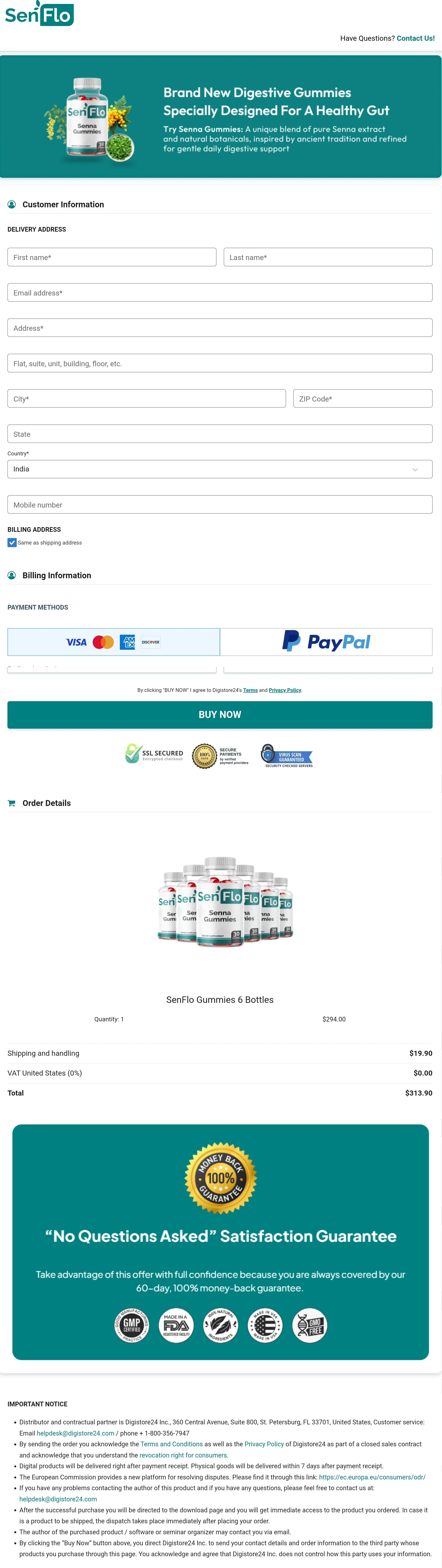 SenFlo order form